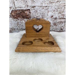 vintage wooden napkin, salt & pepper shaker holder w heart hand made